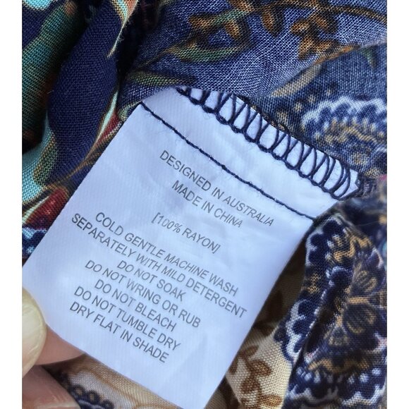 Women's Anthropologie Navy Floral Maxi Dress Size L Boho Dreamy Abel the Label - Picture 7 of 9